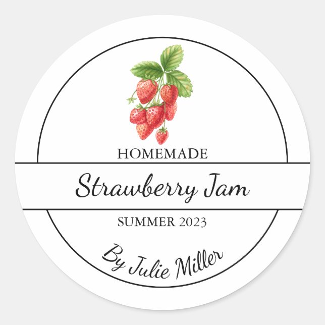 Étiquette simple à la confiture de fraises maison (Devant)