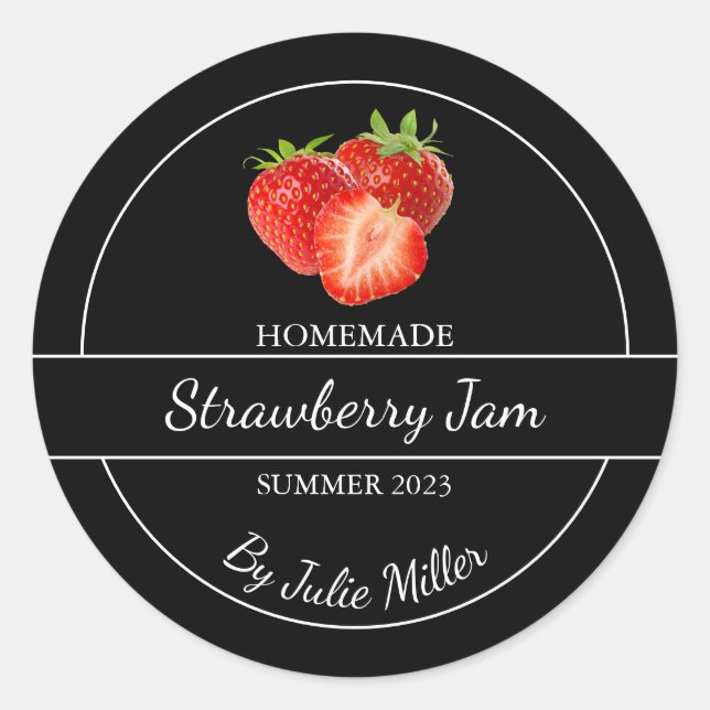 Étiquette simple à la confiture de fraises maison (Devant)