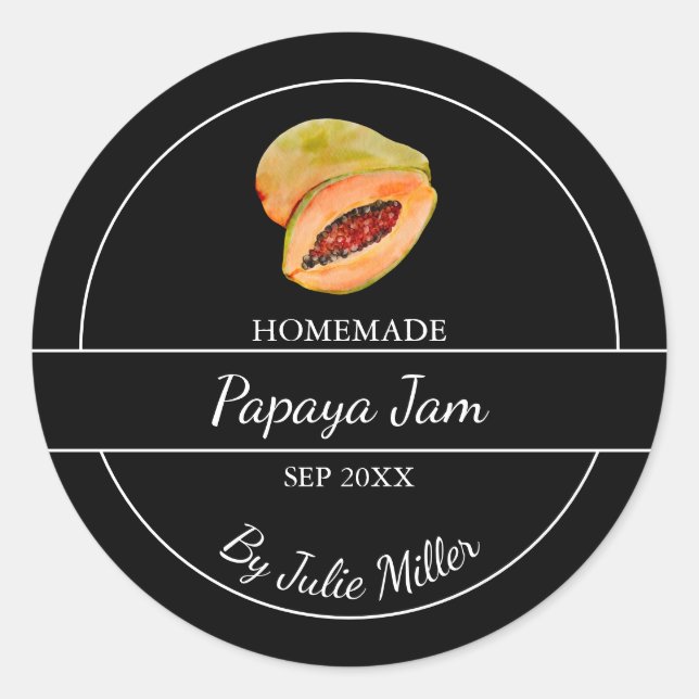 Étiquette simple à la confiture de Papaya fait mai (Devant)