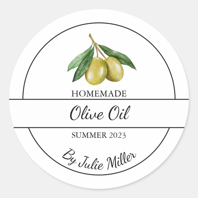 Étiquette simple à l'huile d'olive maison (Devant)