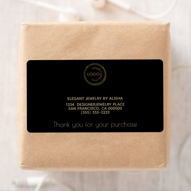 Étiquette Simple Ajouter Votre Logo Black Gold Adresse de re (En situation)