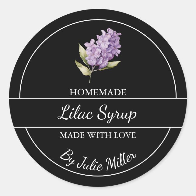 Étiquette simple au sirop Lilac fait maison (Devant)