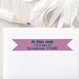 Étiquette Simple Bannière Mauve & Vert Chasseur Adresse de R