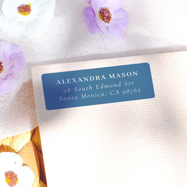 Étiquette Simple Blue Modern Serif Adresse de retour (Label Mock-up)