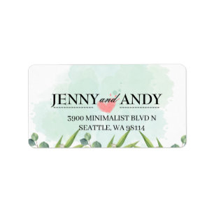 Étiquette Simple Blush Greenery Succulent Mariage Adresse L