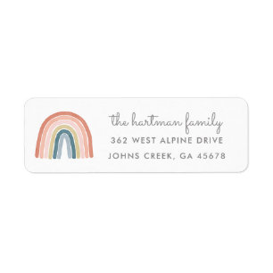 Étiquette Simple Boho Watercolor Rainbow Modern Address