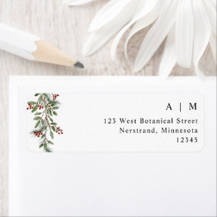 Étiquette Simple Burgundy Winter Wedding Adresse de retour
