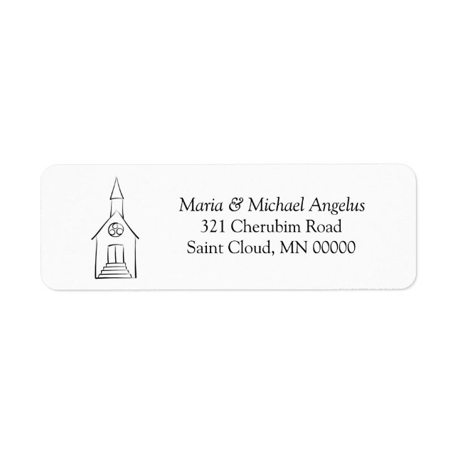 Étiquette Simple Church Mariage Chapelle Adresse de retour É (Devant)