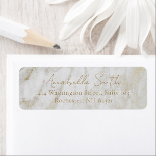 Étiquette Simple Classic Gold Marble Elegant Adresse de reto