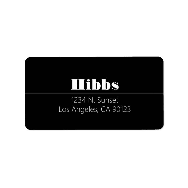 Étiquette Simple Classic Noir Blanc Nom de famille Adresse d (Devant)