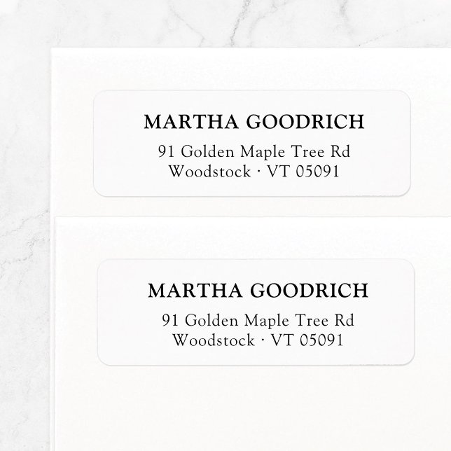 Étiquette Simple Classy Elegant 12 Adresse de retour (Simple, basic return address label features classic, stylish and contemporary typeface.)