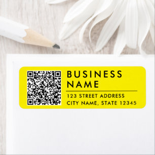 Étiquette Simple Code QR de site Web jaune moderne Adresse d