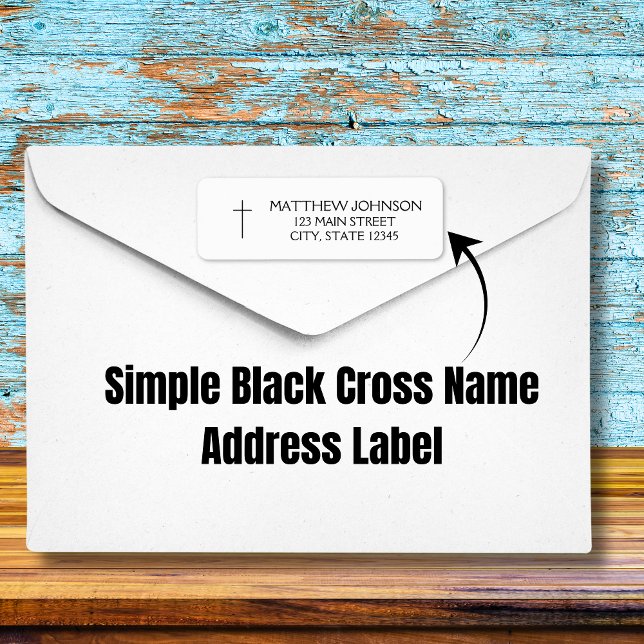 Étiquette Simple Croix Noire Nom Adresse (Simple Black Cross Name Address Label
)