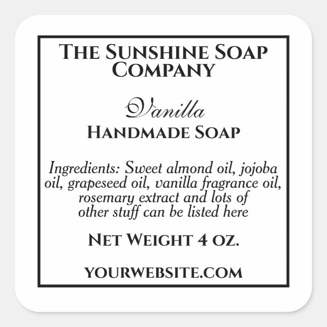 Étiquette simple de cosmétiques de savon blanc et  (Devant)