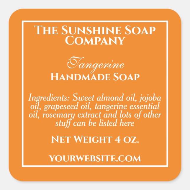 Étiquette simple de savon orange et de cosmétiques (Devant)