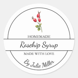 Étiquette simple de sirop de rosehip fait maison