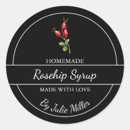 Étiquette simple de sirop de rosehip fait maison