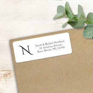 Étiquette Simple Elegance Monogram Adresse de retour