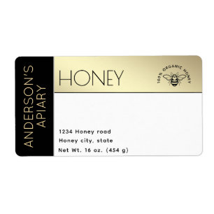 Étiquette Simple élégant bloc de couleur typographie miel