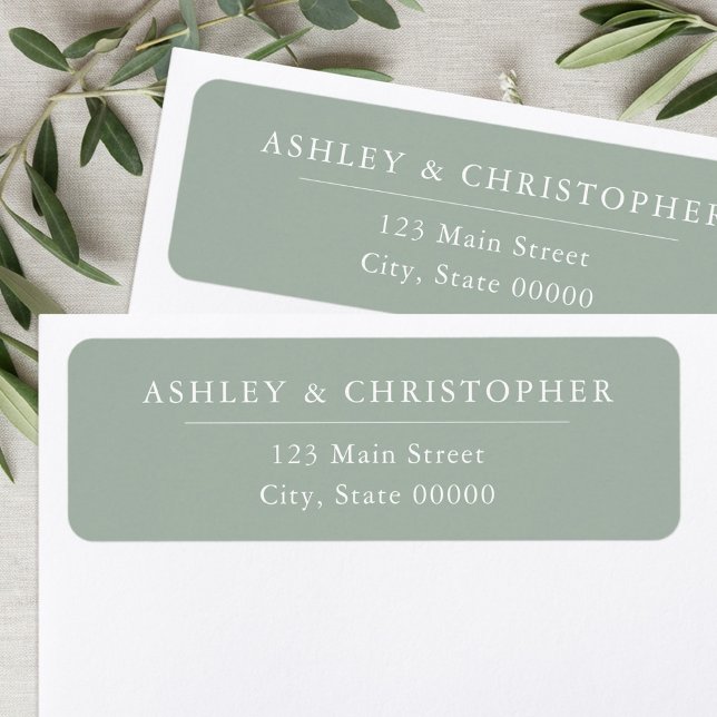 Étiquette Simple Elegant Sage Green Wedding Return Address (Créateur téléchargé)