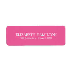 Étiquette Simple Elegant Typographie Adresse Rose Chaud