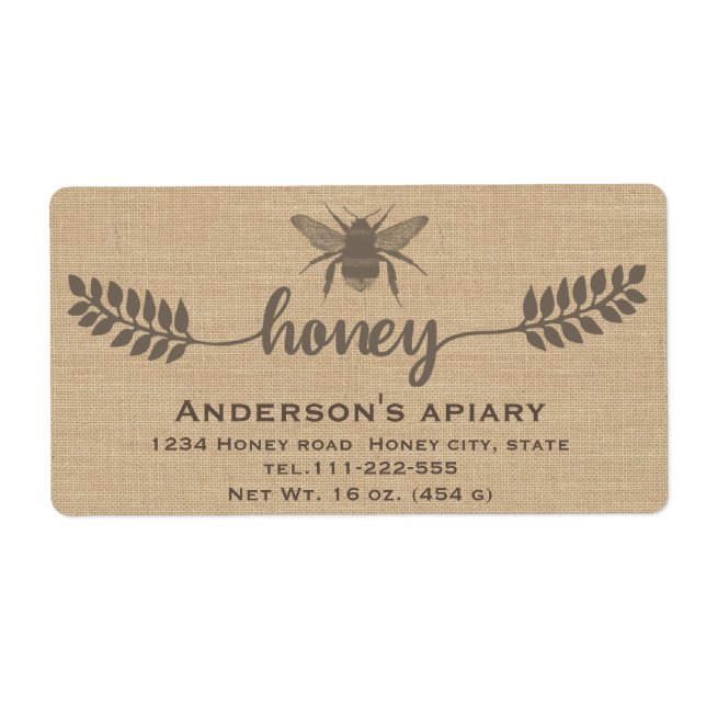 Étiquette Simple élégante calligraphie de lin branche de mie (Devant)