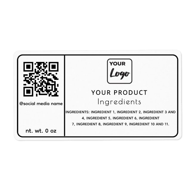 Étiquette simple en noir et blanc (Devant)