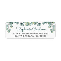 Simple Eucalyptus Green White Adresse de retour