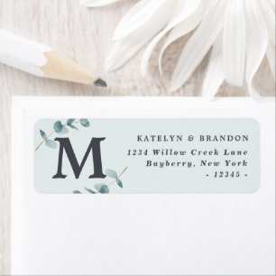 Étiquette Simple Eucalyptus Rustique Monogramme Adresse de r