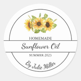 Étiquette simple fait maison à huile de tournesol