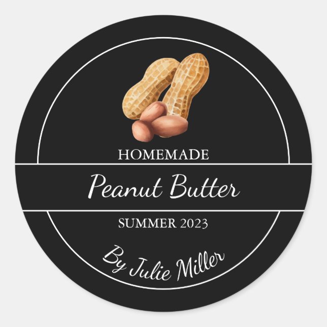 Étiquette simple fait maison de beurre d'arachide (Devant)