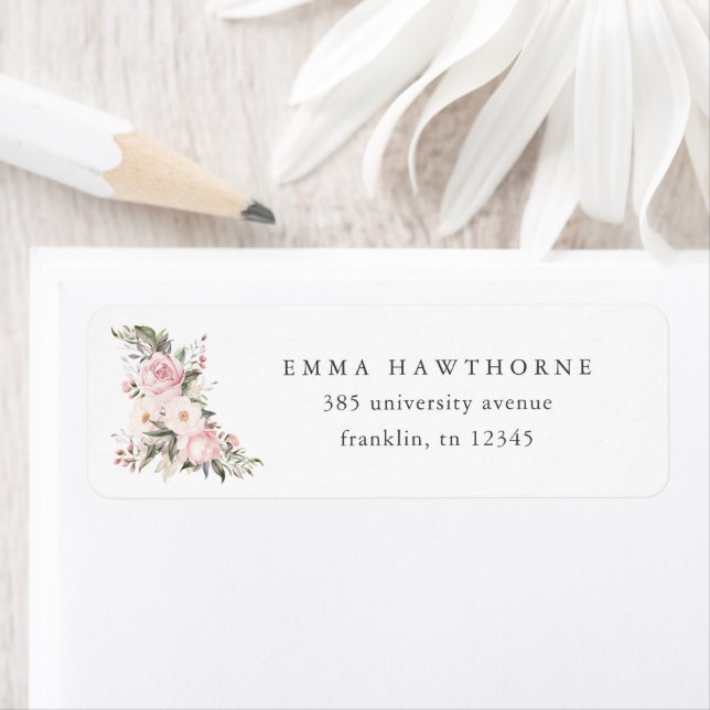 Étiquette Simple Floral Rose Baby shower Adresse de retour (En situation)