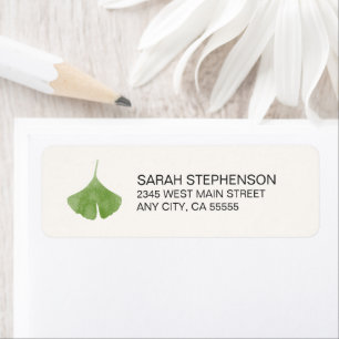 Étiquette Simple Ginkgo Leaf Nature Retourner l'adresse Étiq