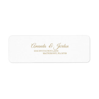 Étiquette Simple Gold Calligraphy Adresse de retour