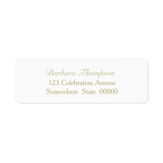Étiquette Simple Gold Text White Mariage Adresse de retour (Devant)