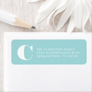 Étiquette Simple initial light blue monogram return address