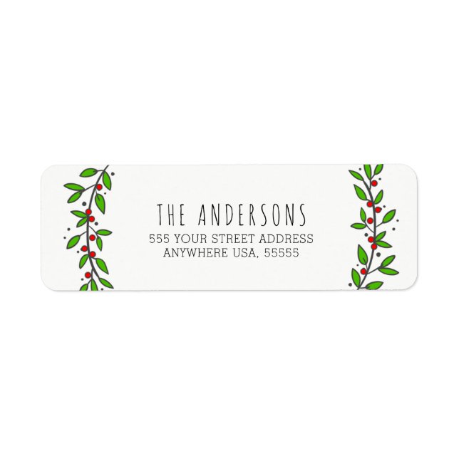 Étiquette Simple Joie Wreath Moderne Noël (Devant)