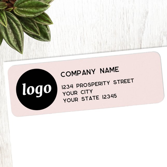 Étiquette Simple Logo Rose Pâle Adresse de Retour de l'Entre (Logo blush pink promotional business return address label)