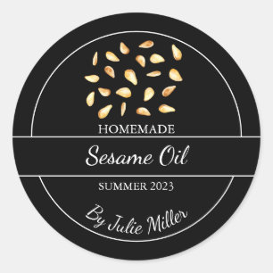 Étiquette simple maison à huile de sésame Noir