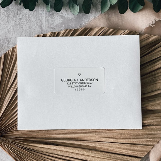 Étiquette Simple Mariage de coeur noir (Créateur téléchargé)