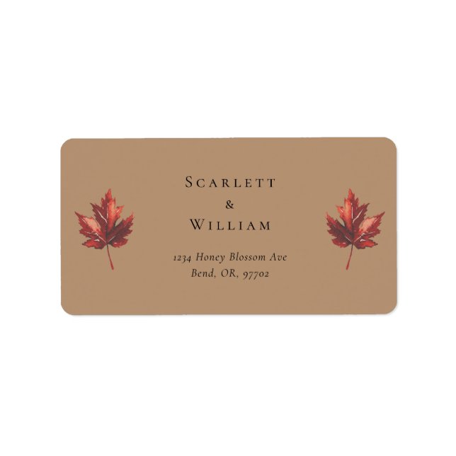 Étiquette Simple Minimal Automne Terracotta Adresse Mariage (Devant)