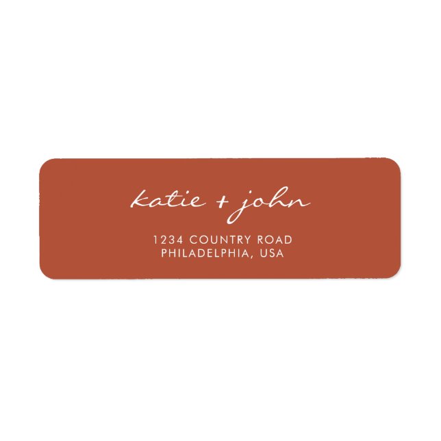 Étiquette Simple Minimaliste Adresse Mariage en terre cuite (Devant)