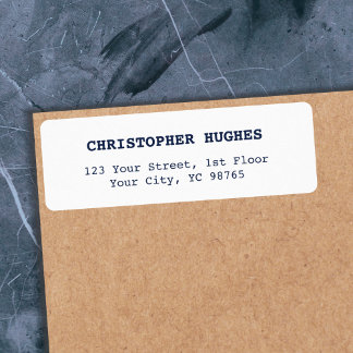 Étiquette Simple minimaliste Élégant Encre Bleu Bleu