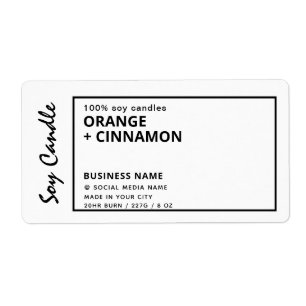 Étiquette Simple minimaliste noir frontière soja chandelle s