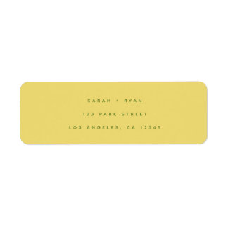 Étiquette Simple Modern Lemon Yellow Wedding Return Address