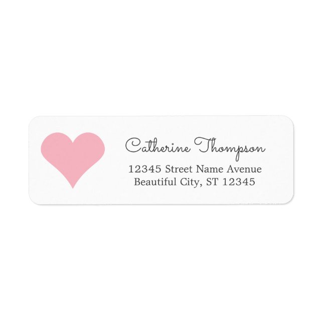Étiquette Simple moderne Blush Pink Heart Girl Script Nom (Devant)
