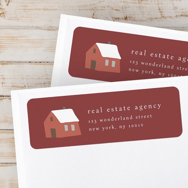Étiquette Simple Moderne Chic Immobilier Adresse d'affaires (Créateur téléchargé)