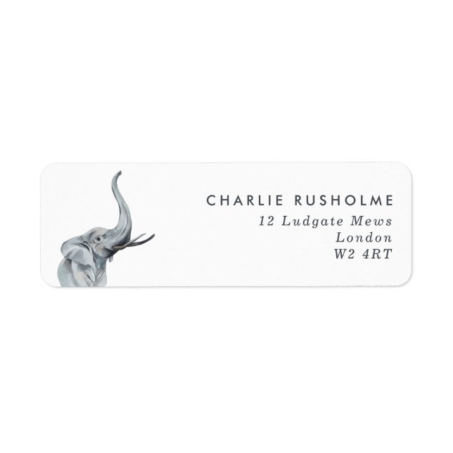 Étiquette Simple Moderne Elephant Adresse de retour personna (Devant)