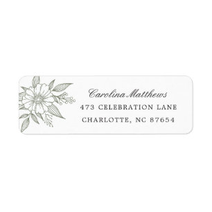 Étiquette Simple Moderne Floral Mariage Sage Adresse de reto