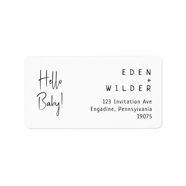 Étiquette Simple moderne Hello Baby RSVP Adresse de retour (Devant)